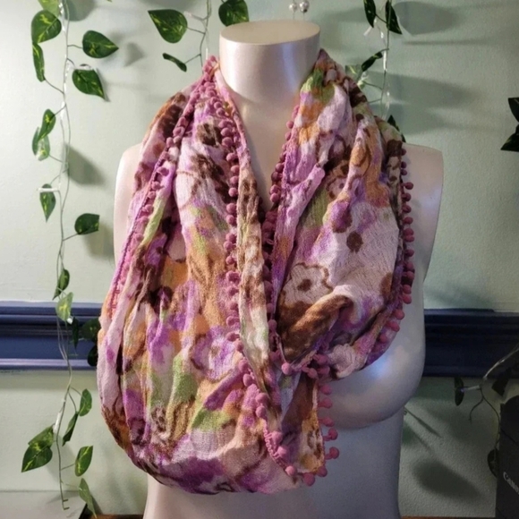 J.Crew Women’s Infinity Scarf Pink Orange Green Spring Cozy Accessory One Size - Picture 1 of 4